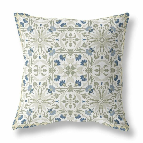Palacedesigns 16 in. Paisley Indoor & Outdoor Throw Pillow White & Green PA3107034